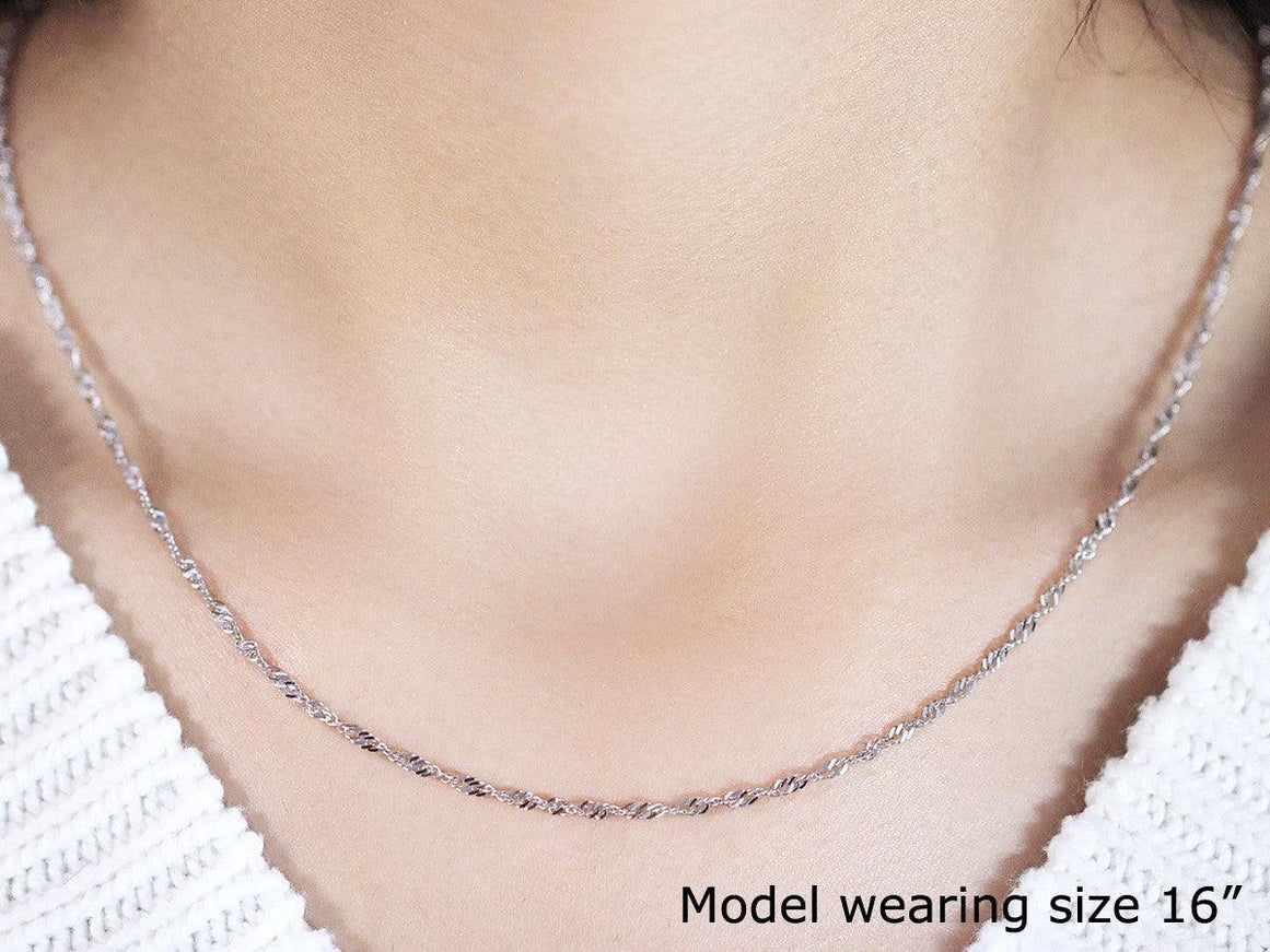 14k White Gold Singapore Chain 1.7mm - Ellie Belle