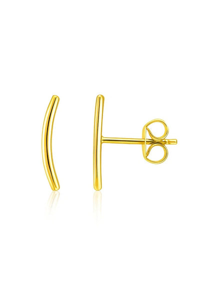 14k Yellow Gold Curve Climber Post Earrings