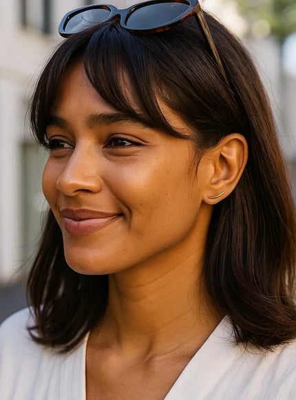 14k Yellow Gold Curve Climber Post Earrings