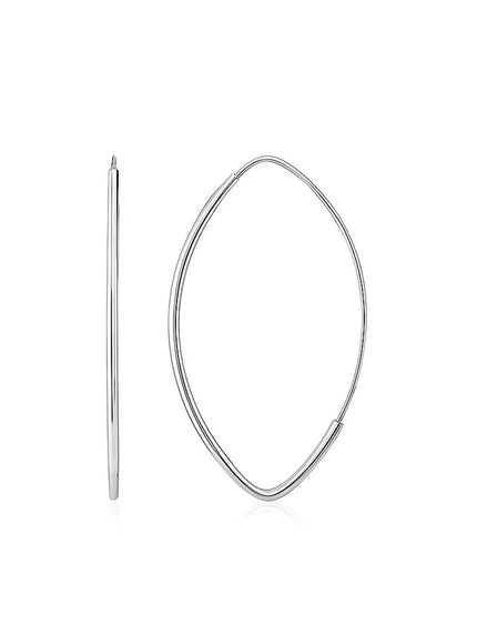 14k White Gold Polished Long Marquise Motif Earrings