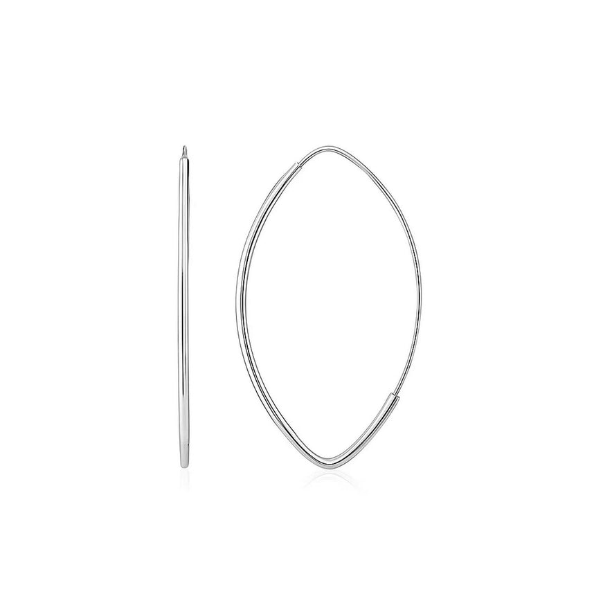 14k White Gold Polished Long Marquise Motif Earrings