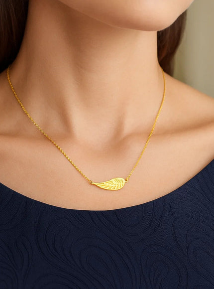 14K Yellow Gold Angel Wing Necklace