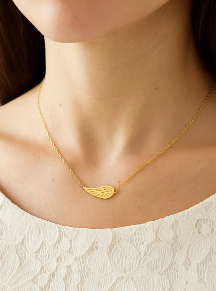14K Yellow Gold Angel Wing Necklace