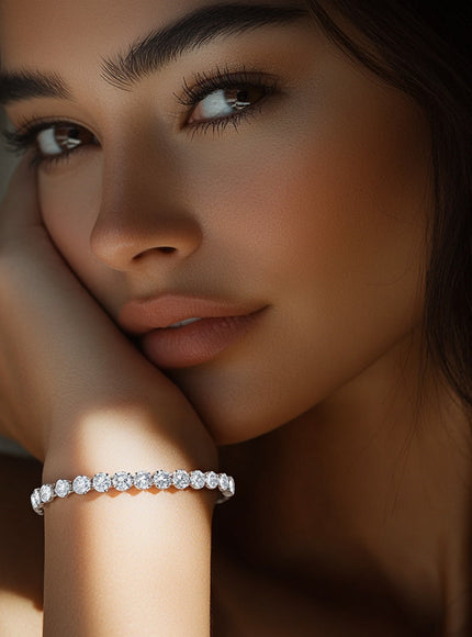 Lab Grown Round Diamond Tennis Bracelet in 14k White Gold (8 cctw F/G VS2/SI1)