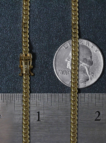 3.2mm 10k Yellow Gold Classic Solid Miami Cuban Chain