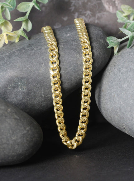 5.0mm 14k Yellow Gold Semi Solid Miami Cuban Chain