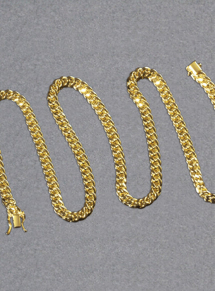 5.0mm 14k Yellow Gold Semi Solid Miami Cuban Chain