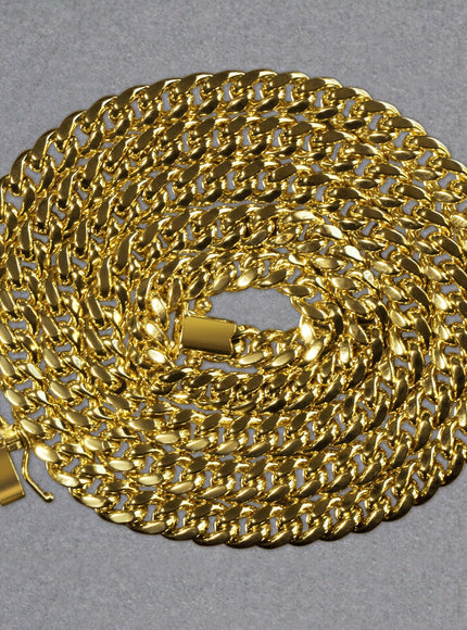 5.0mm 14k Yellow Gold Semi Solid Miami Cuban Chain