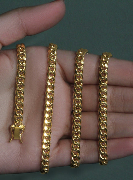 5.0mm 14k Yellow Gold Semi Solid Miami Cuban Chain