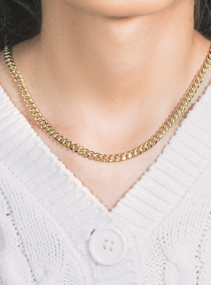 5.0mm 14k Yellow Gold Semi Solid Miami Cuban Chain