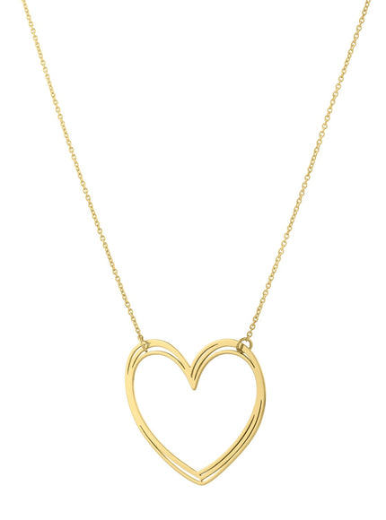 Large Open Heart Necklace in 14K Yellow Gold