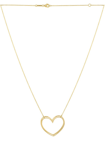 Large Open Heart Necklace in 14K Yellow Gold