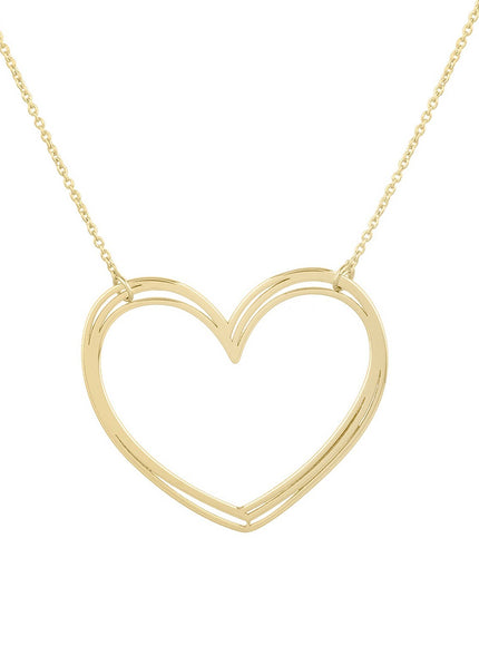 Large Open Heart Necklace in 14K Yellow Gold