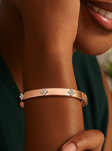 14k Rose Gold Trilogy Diamond Bangle