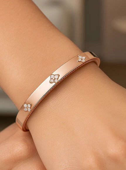 14k Rose Gold Trilogy Diamond Bangle