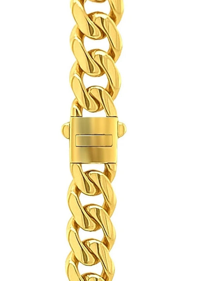 14k Yellow Gold Polished Miami Cuban Chain Necklace