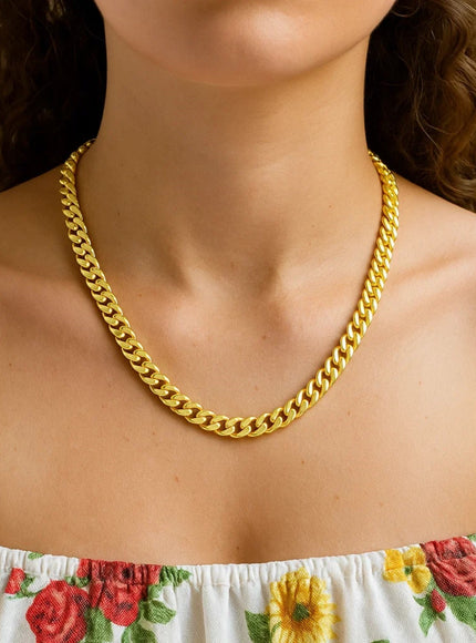14k Yellow Gold Polished Miami Cuban Chain Necklace