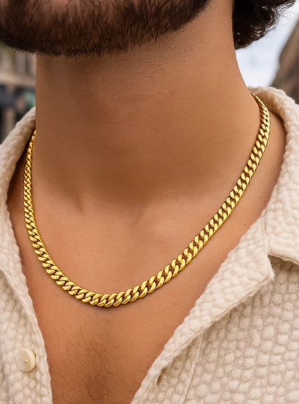 14k Yellow Gold Polished Miami Cuban Chain Necklace