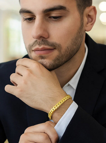 14k Yellow Gold 8 inch Mens Curb Chain Bracelet