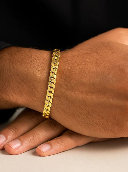 14k Yellow Gold 8 inch Mens Curb Chain Bracelet