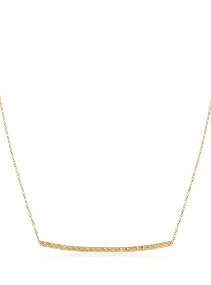 14k Yellow Gold Thin Textured Bar Necklace