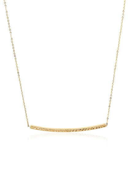 14k Yellow Gold Thin Textured Bar Necklace