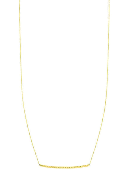 14k Yellow Gold Thin Textured Bar Necklace
