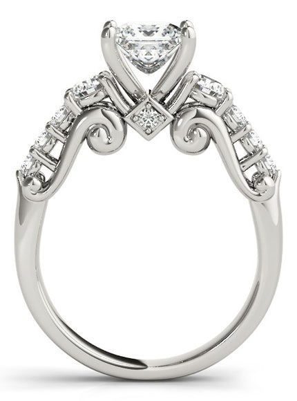 14k White Gold 3 Stone Antique Design Diamond Engagement Ring (1 3/4 cttw)