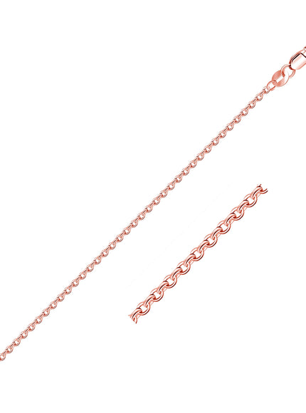 14k Rose Gold Diamond Cut Cable Link Chain 1.3mm