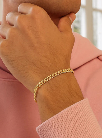 4.5mm 10k Yellow Gold Miami Cuban Semi Solid Bracelet