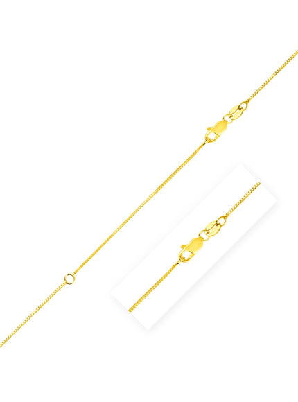 Extendable Box Chain in 14k Yellow Gold (0.7mm)
