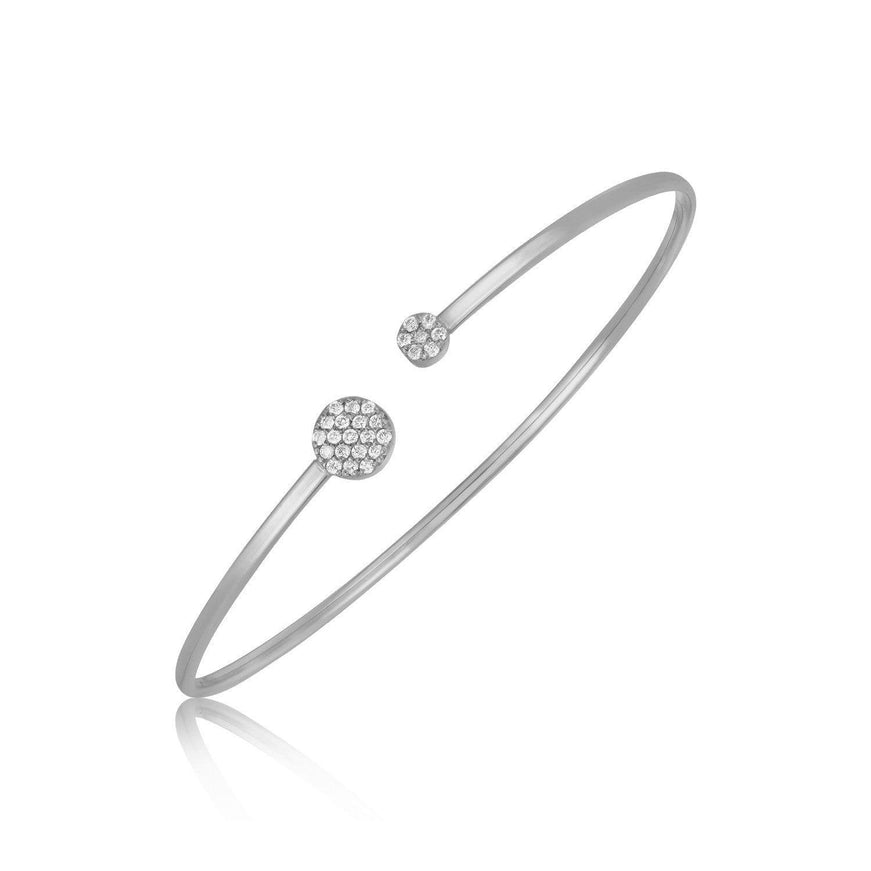 14k White Gold High Polish Diamond Cluster Bangle (2mm) - Ellie Belle