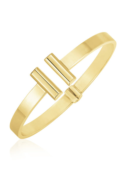 14k Yellow Gold High Polish Bar Cuff Bangle (6mm)