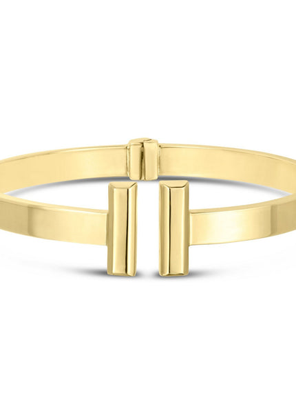 14k Yellow Gold High Polish Bar Cuff Bangle (6mm)