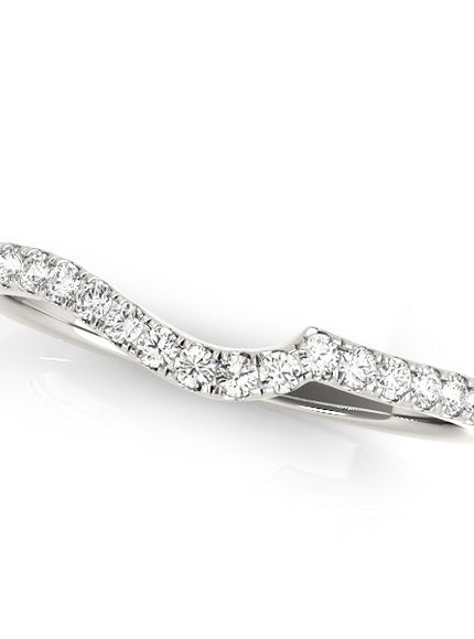 14k White Gold Curved Style Pave Diamond Wedding Ring (1/6 cttw)