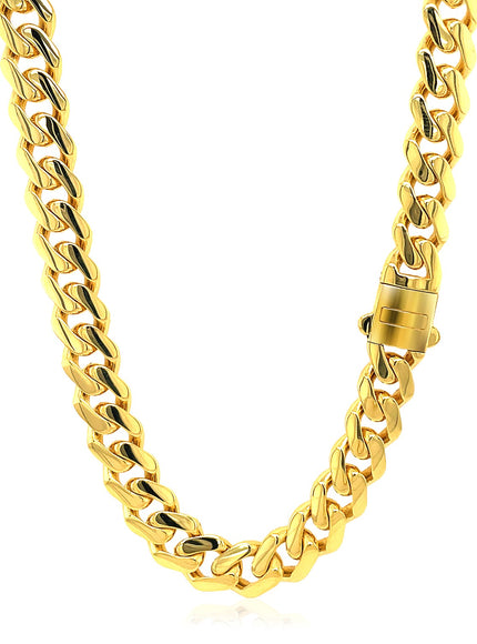 14k Yellow Gold Polished Miami Cuban Chain Necklace