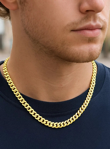 14k Yellow Gold Polished Miami Cuban Chain Necklace