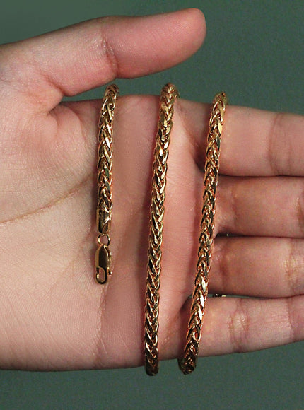 4.1mm 14k Yellow Gold Diamond Cut Round Franco Chain