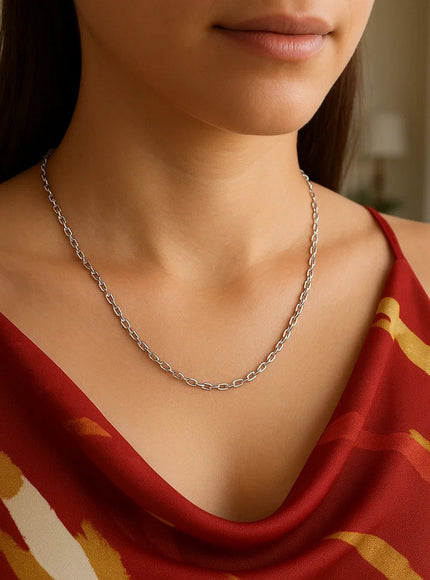 14k White Gold French Cable Link Chain 2.5 mm