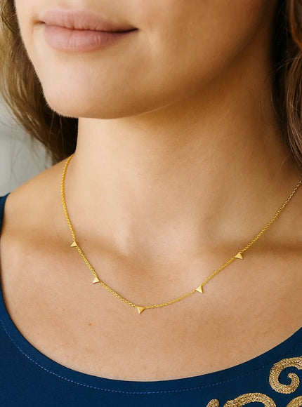 14K Yellow Gold Necklace with Triangles