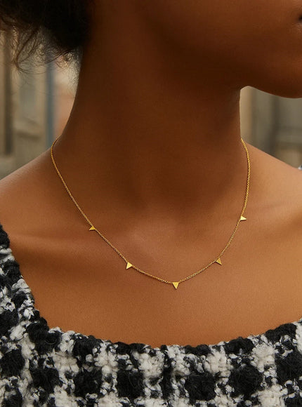 14K Yellow Gold Necklace with Triangles