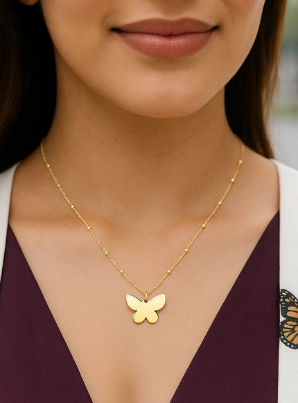 14k Yellow Gold Ppillon Butterfly Necklace