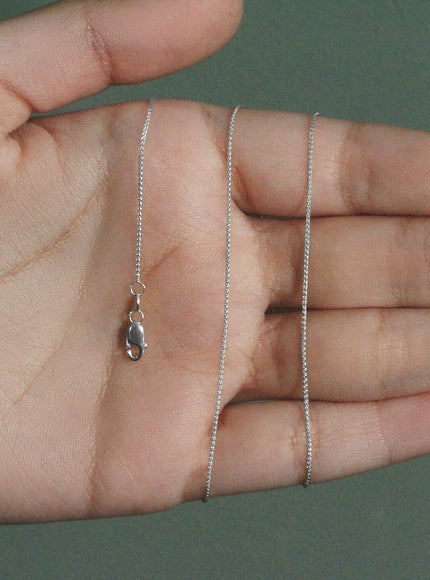 14k White Gold Round Wheat Chain 0.80mm