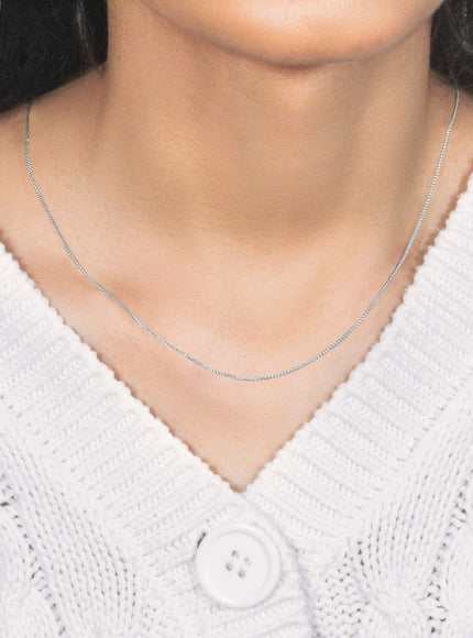 14k White Gold Round Wheat Chain 0.80mm