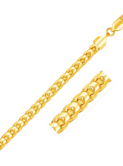 5.0mm 14k Yellow Gold Solid Diamond Cut Round Franco Chain