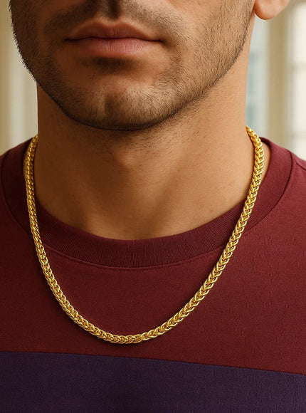 5.0mm 14k Yellow Gold Solid Diamond Cut Round Franco Chain