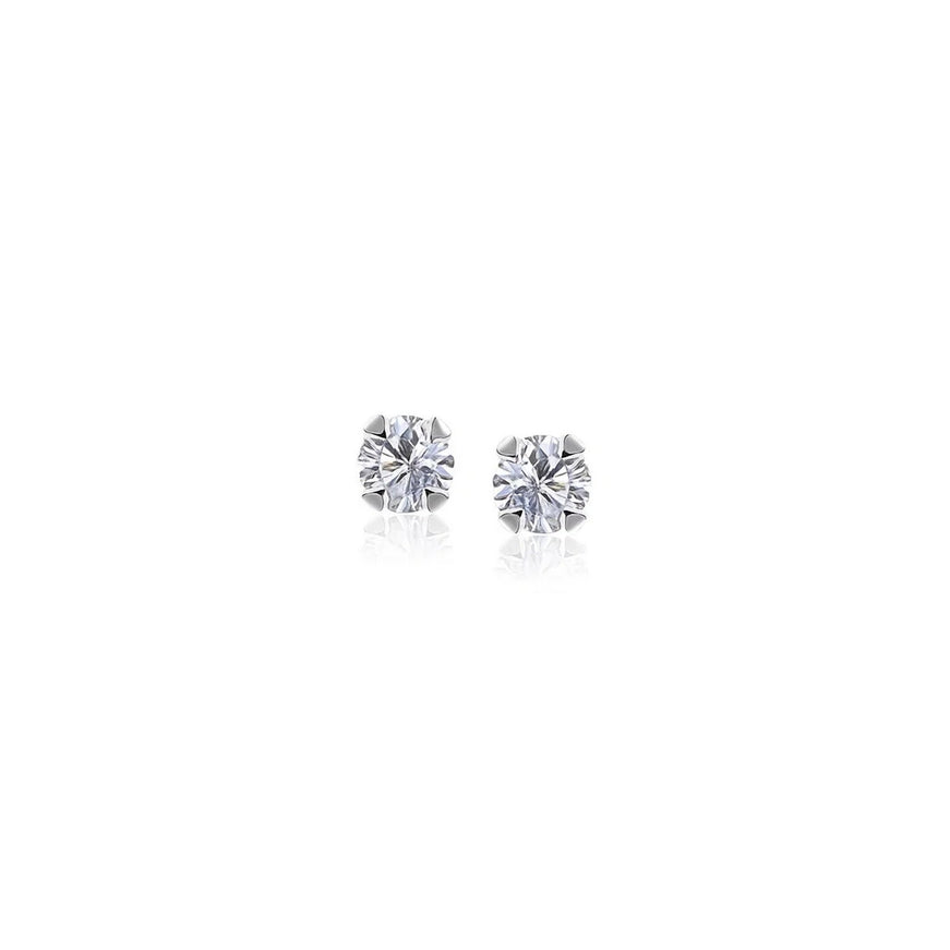 14k White Gold White Cubic Zirconia 2mm Stud Earrings