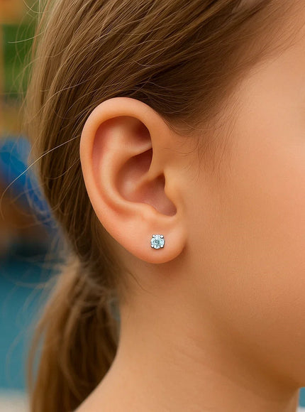 14k White Gold White Cubic Zirconia 2mm Stud Earrings