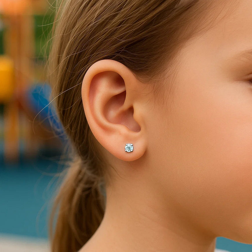 14k White Gold White Cubic Zirconia 2mm Stud Earrings