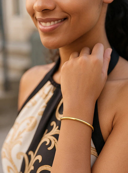 10k Yellow Gold Dome Style Shiny Bangle